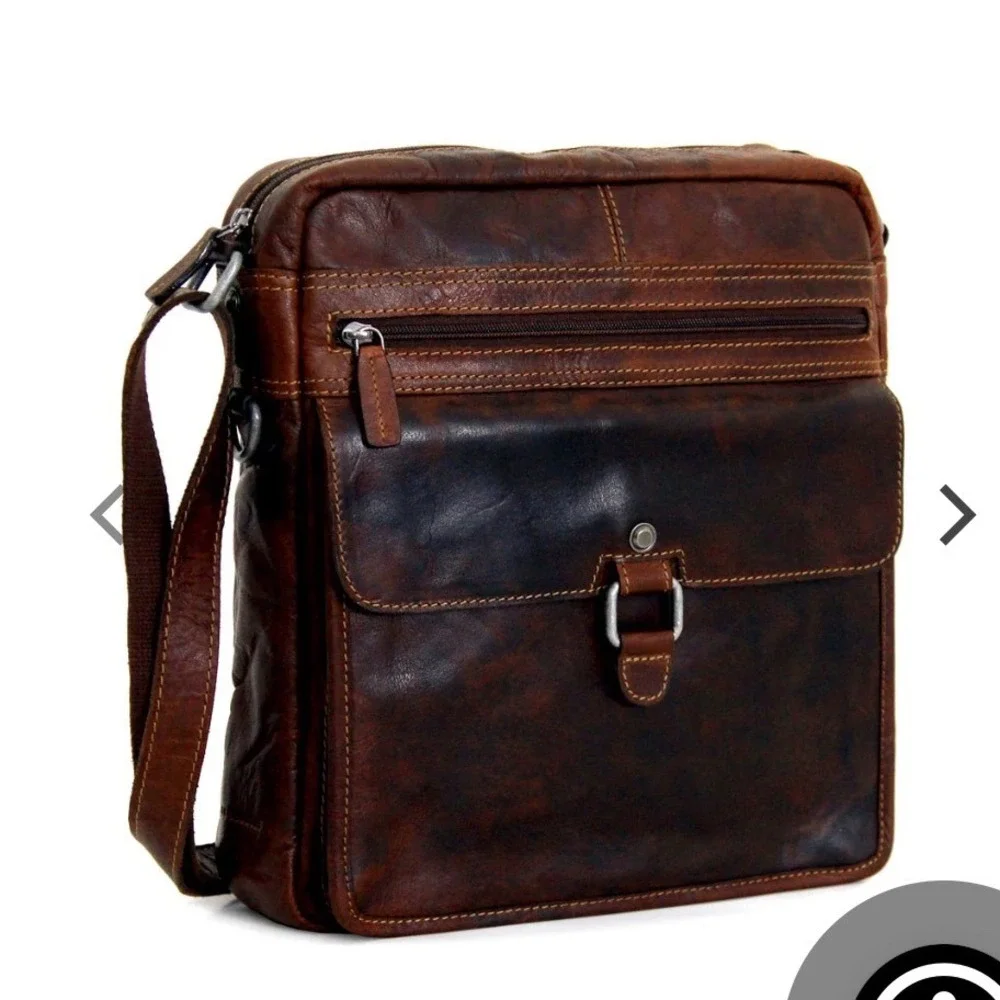 Jack Georges Voyager 7205 Brown Buffalo Leather Messenger Crossbody Bag